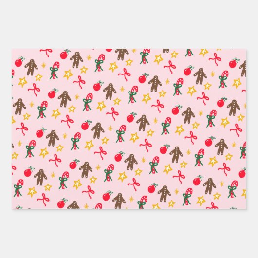 Merry Christmas Cute Doodle Whimsical Pattern Geschenkpapier Set (Vorderseite 3)