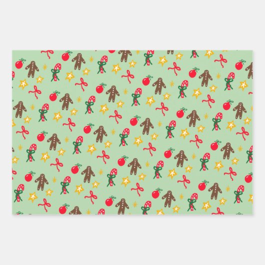 Merry Christmas Cute Doodle Whimsical Pattern Geschenkpapier Set (Vorderseite 2)