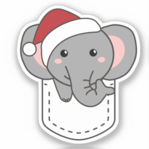 Merry Christmas Cute Elephant In Breast Pocket Aufkleber