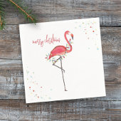 Merry Christmas Cute Festive Flamingo String Light Serviette