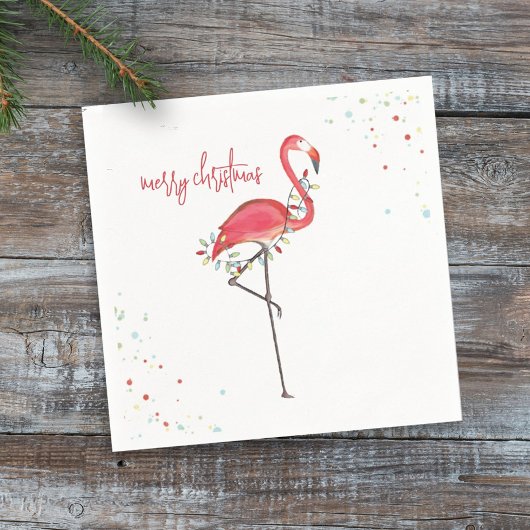 Merry Christmas Cute Festive Flamingo String Light Serviette