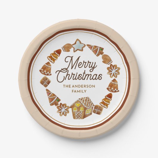 Merry Christmas Cute Gingerbread Cookies Custom Pappteller (Vorderseite)