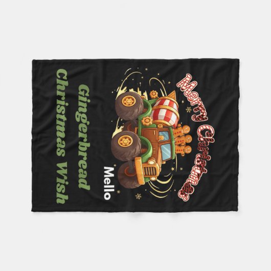 Merry Christmas Cute Gingerbread Mello Mixer Truck Fleecedecke (Vorderseite (Horizontal))