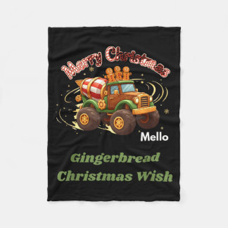 Merry Christmas Cute Gingerbread Mello Mixer Truck Fleecedecke