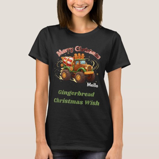 Merry Christmas Cute Gingerbread Mello Mixer Truck T-Shirt (Vorderseite)