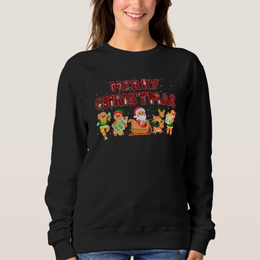 Merry Christmas Cute Gingerbread Santa Reindeer Co Sweatshirt (Vorderseite)