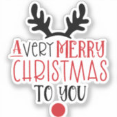 Merry Christmas Cute Modern Typography Aufkleber (Vorderseite)