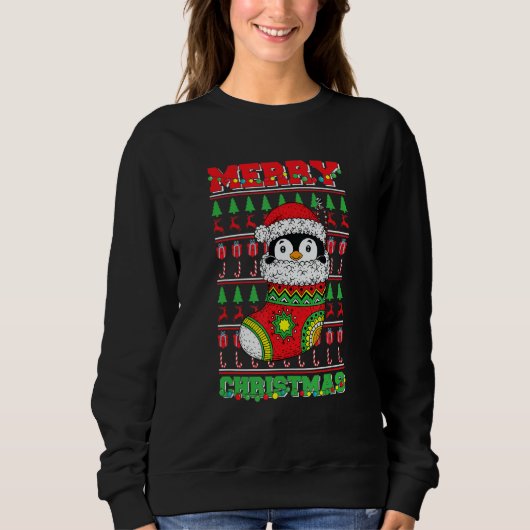 Merry Christmas Cute Penguin Ugly Xmas 1 Sweatshirt (Vorderseite)
