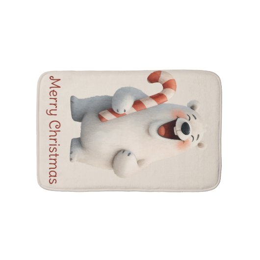 Merry Christmas Cute Polar Bear Design Badematte (Vorderseite)