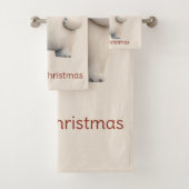 Merry Christmas Cute Polar Bear Design Badhandtuch Set (Insitu)