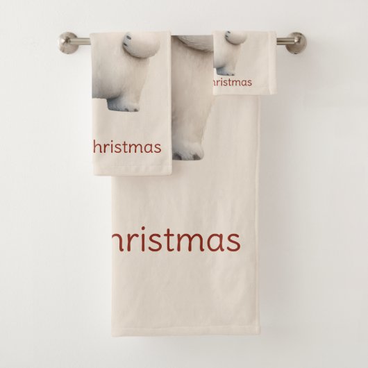Merry Christmas Cute Polar Bear Design Badhandtuch Set (Insitu)