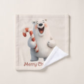 Merry Christmas Cute Polar Bear Design Badhandtuch Set (Waschlappen)
