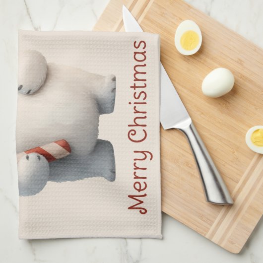 Merry Christmas Cute Polar Bear Design Geschirrtuch (Viertel Falte)