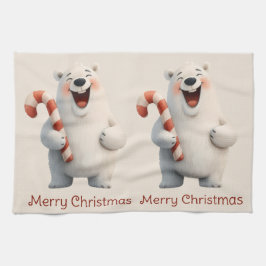 Merry Christmas Cute Polar Bear Design Geschirrtuch