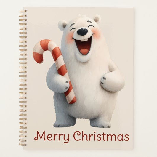 Merry Christmas Cute Polar Bear Design Planer (Vorderseite)