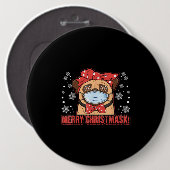 Merry Christmas Cute Pug Dog Breed Furry Button (Vorne & Hinten)