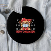 Merry Christmas Cute Pug Dog Breed Furry Button (Beispiel)