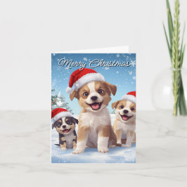 Merry Christmas Cute Puppy Christmas Card Feiertagskarte
