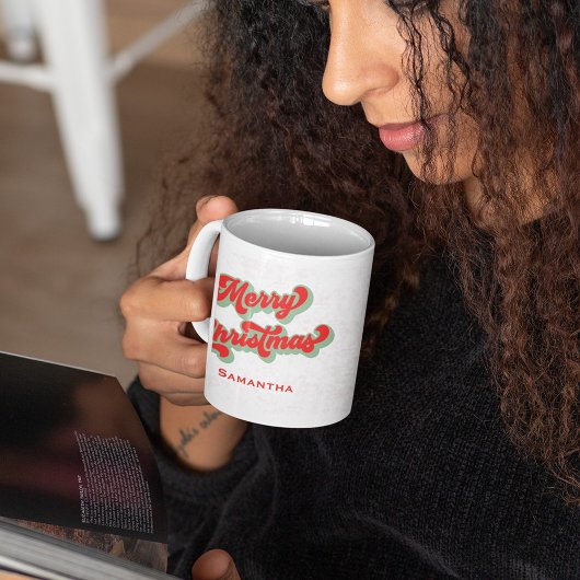 Merry Christmas Cute Retro Typography Custom Kaffeetasse