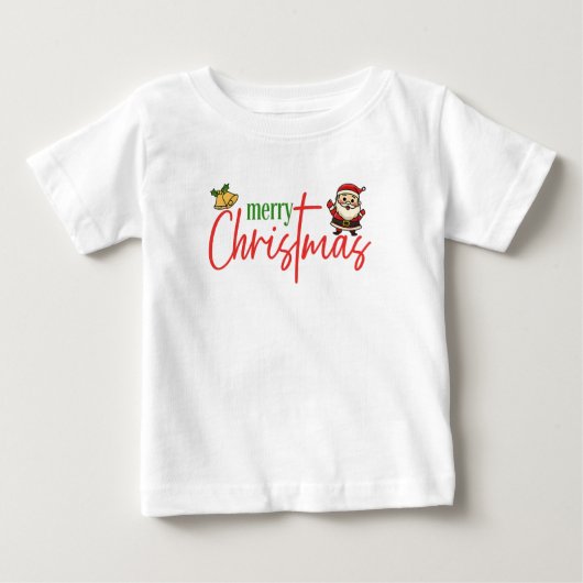Merry Christmas Cute Santa Script Tee (Vorderseite)