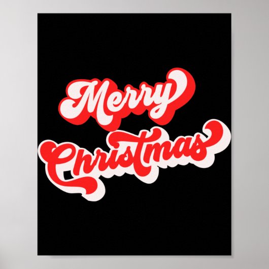 Merry Christmas Cute Simple Retro Calligraphy Red  Poster (Vorne)