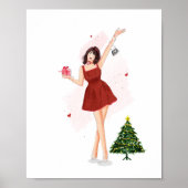 Merry Christmas Cute Sketch Poster (Vorne)