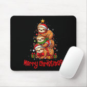 Merry Christmas Cute Sloth Santa Hat Slothmas Anim Mousepad (Mit Mouse)