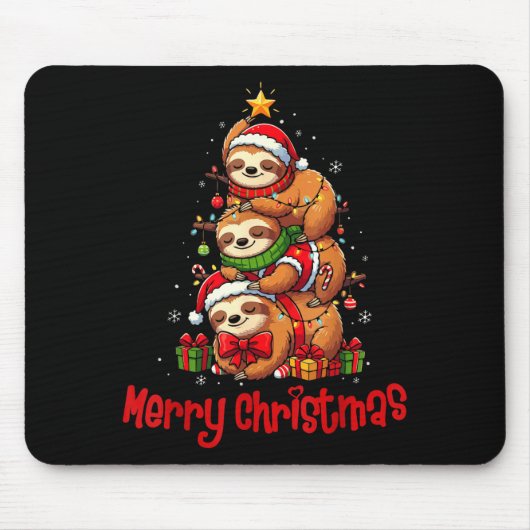 Merry Christmas Cute Sloth Santa Hat Slothmas Anim Mousepad (Vorne)