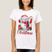 Merry Christmas Cute Snowman Illustration Tee (Vorderseite)