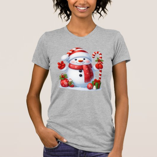 Merry Christmas Cute Snowman Illustration Tee (Vorderseite)