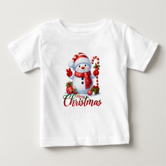 Merry Christmas Cute Snowman Illustration Tee (Vorderseite)