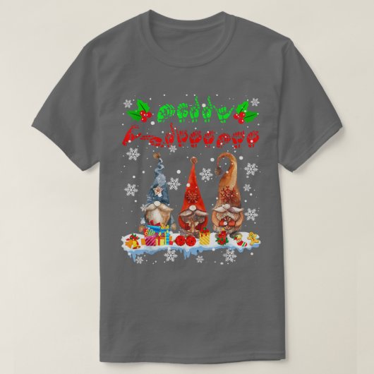 Merry Christmas Cute Three Gnomes ASL Sign Languag T-Shirt (Design vorne)