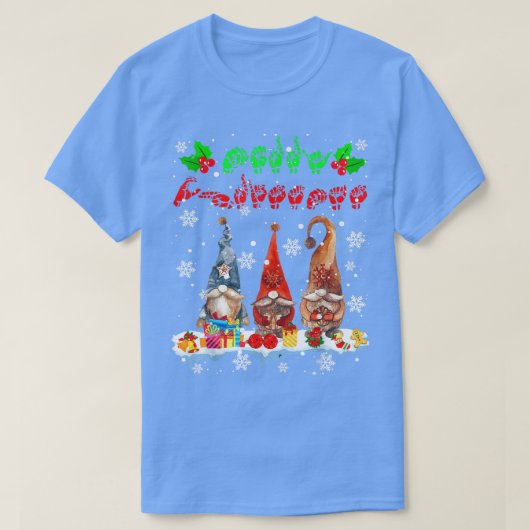Merry Christmas Cute Three Gnomes ASL Sign Languag T-Shirt (Design vorne)