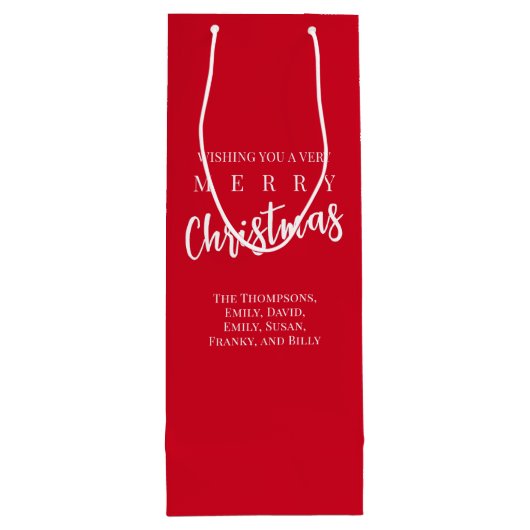 Merry Christmas Cute Whimsical Red Snowflake Geschenktüte Für Weinflaschen (Rückseite)