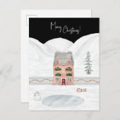 Merry Christmas Cute Winter Scene Snow Card Postkarte (Vorne/Hinten)