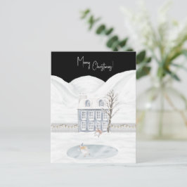 Merry Christmas Cute Winter Scene Snow Card Postkarte