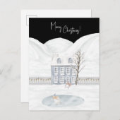 Merry Christmas Cute Winter Scene Snow Card Postkarte (Vorne/Hinten)