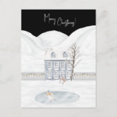 Merry Christmas Cute Winter Scene Snow Card Postkarte (Vorderseite)