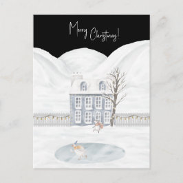 Merry Christmas Cute Winter Scene Snow Card Postkarte