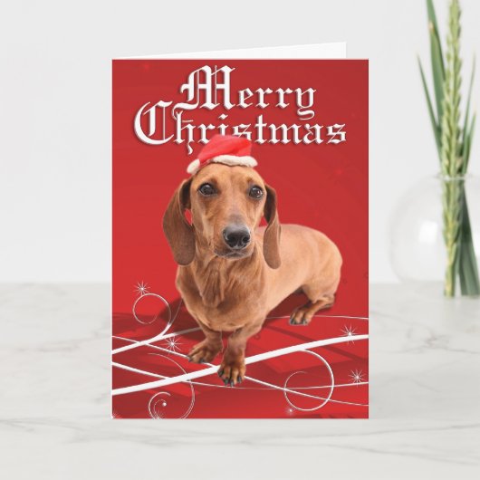 Merry Christmas Dachshund Card Feiertagskarte (Vorderseite)