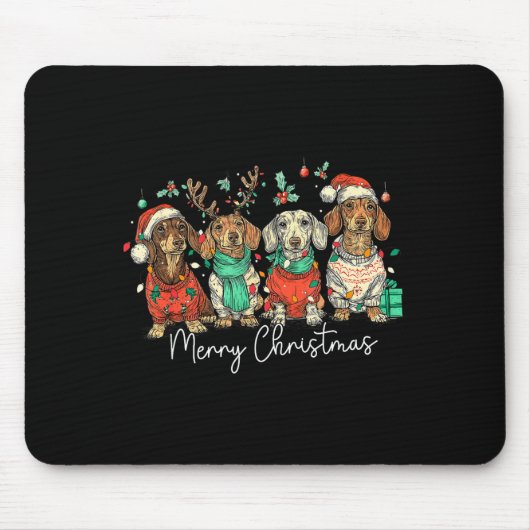 Merry Christmas Dachshund Dog Christmas Holiday Pe Mousepad (Vorne)