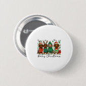 Merry Christmas Dachshund Dog Retro Xmas Puppy Men Button (Vorne & Hinten)