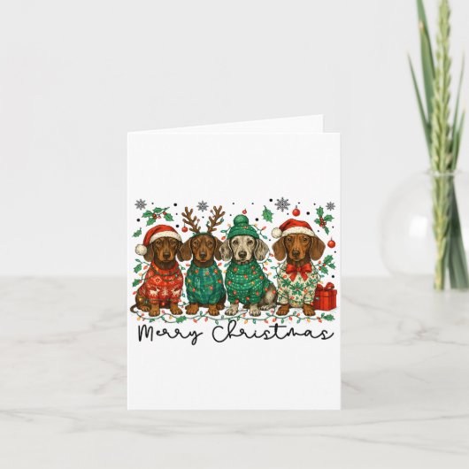 Merry Christmas Dachshund Dog Retro Xmas Puppy Men Karte (Vorderseite)