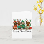 Merry Christmas Dachshund Dog Retro Xmas Puppy Men Karte (Gelbe Blume)