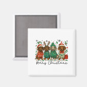 Merry Christmas Dachshund Dog Retro Xmas Puppy Men Magnet (Vorderseite/Rückseite)