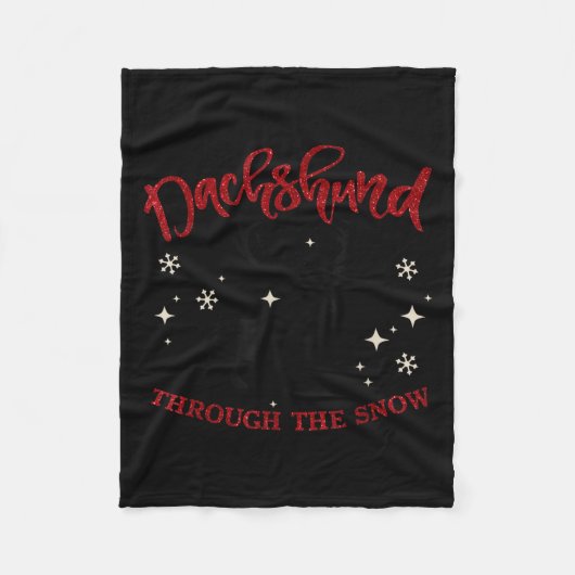 Merry Christmas Dachshund Dog Through The Snow Fleecedecke (Vorderseite)