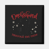 Merry Christmas Dachshund Dog Through The Snow Magnet (Vorne)