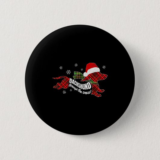 Merry Christmas Dachshund Dog Through The Snow Pla Button (Vorderseite)