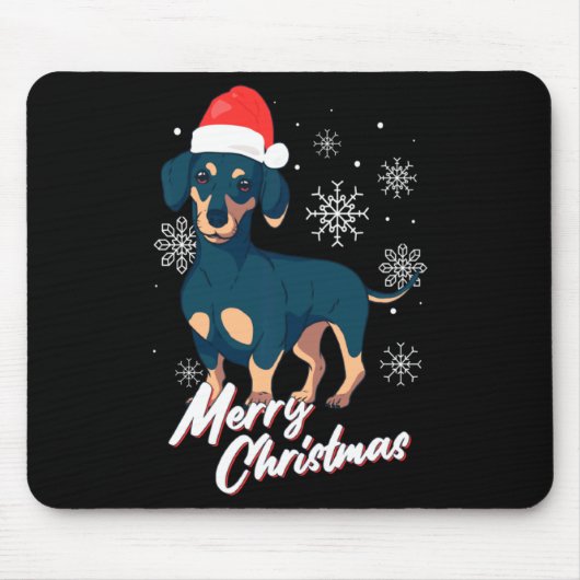 Merry Christmas Dachshund Santa Claus Xmas New Yea Mousepad (Vorne)