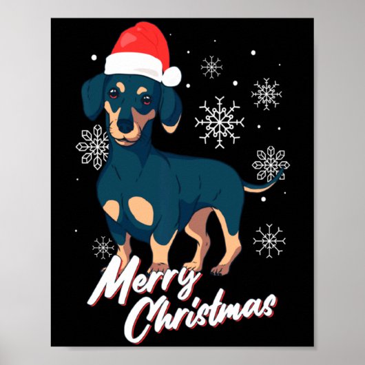 Merry Christmas Dachshund Santa Claus Xmas New Yea Poster (Vorne)